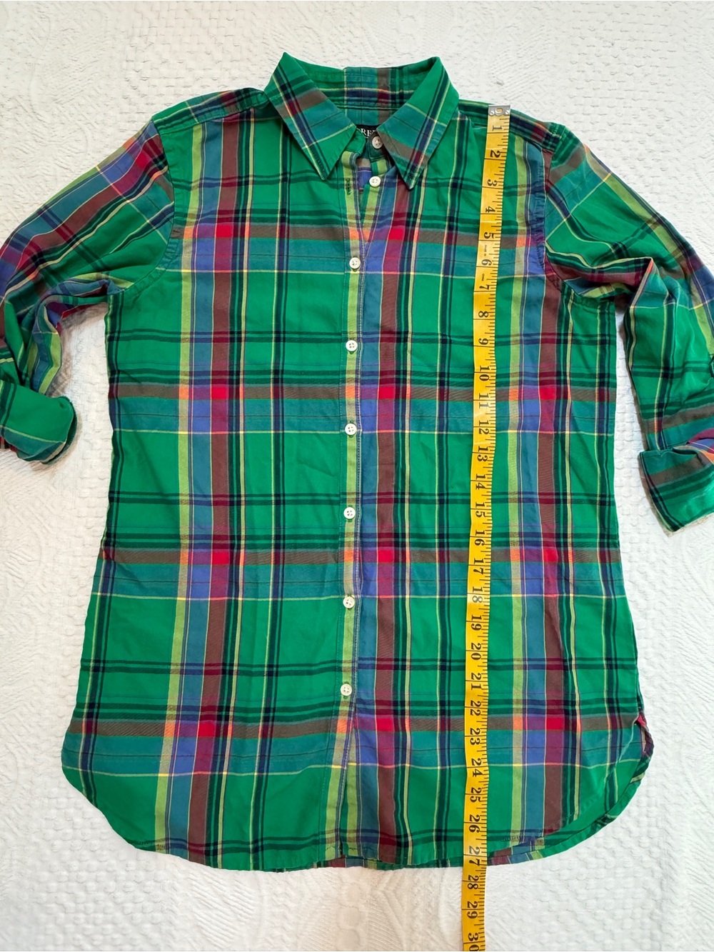 Polo Ralph Lauren Green Plaid Long Sleeve Button Down Shirt Women’s Size Small S - Picture 6 of 7